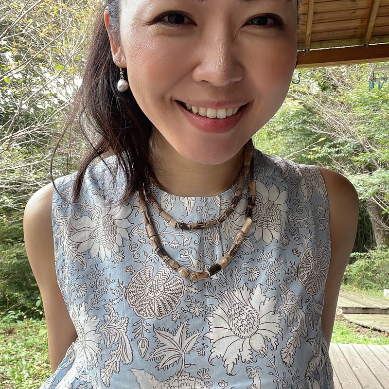 天然染めインドカディコットン/ブロックプリント ロングワンピース