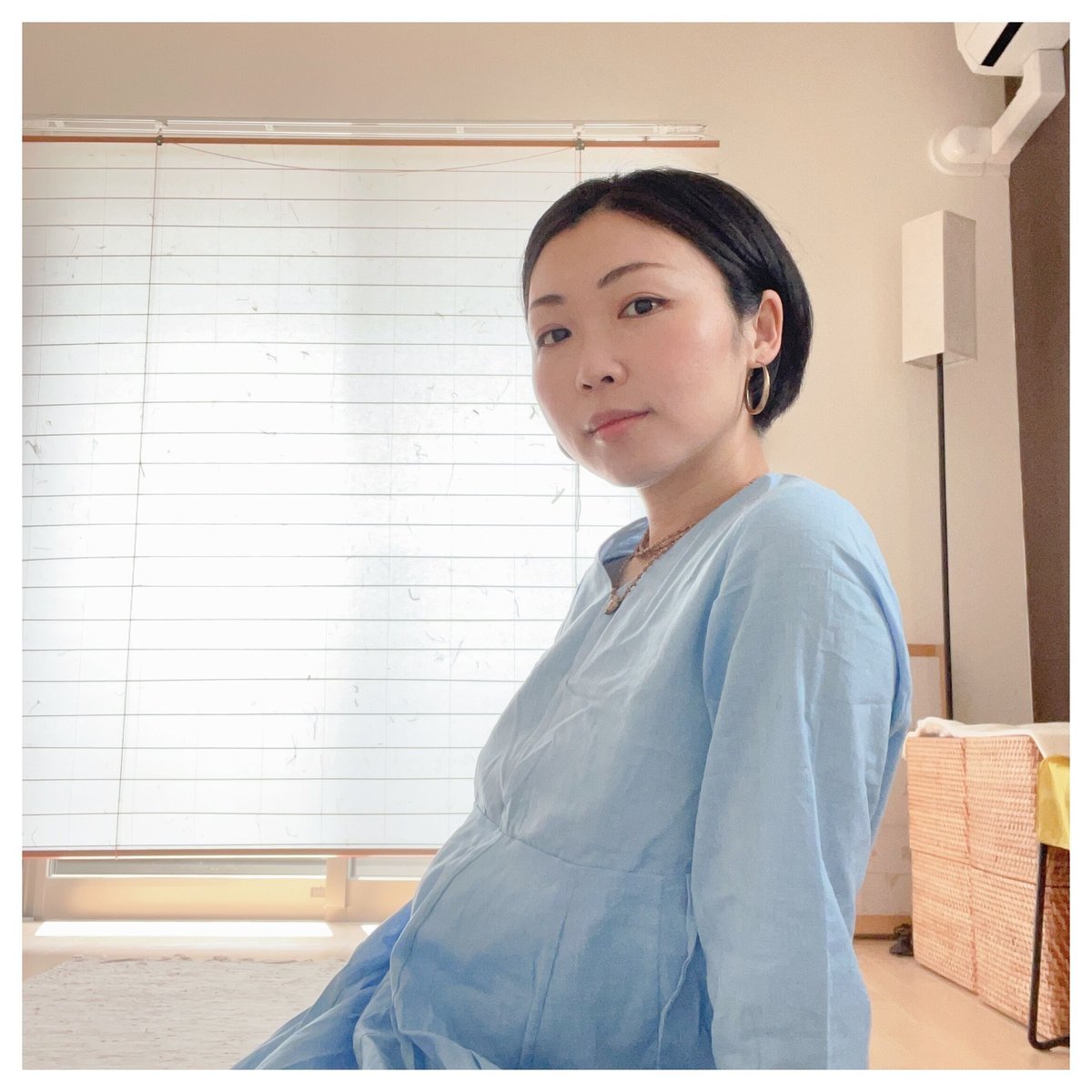 天然染めインドカディコットンワンピース 水色 | MANGALA ARATI