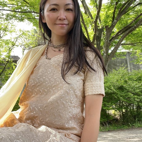 総刺繍ベージュクルタセット