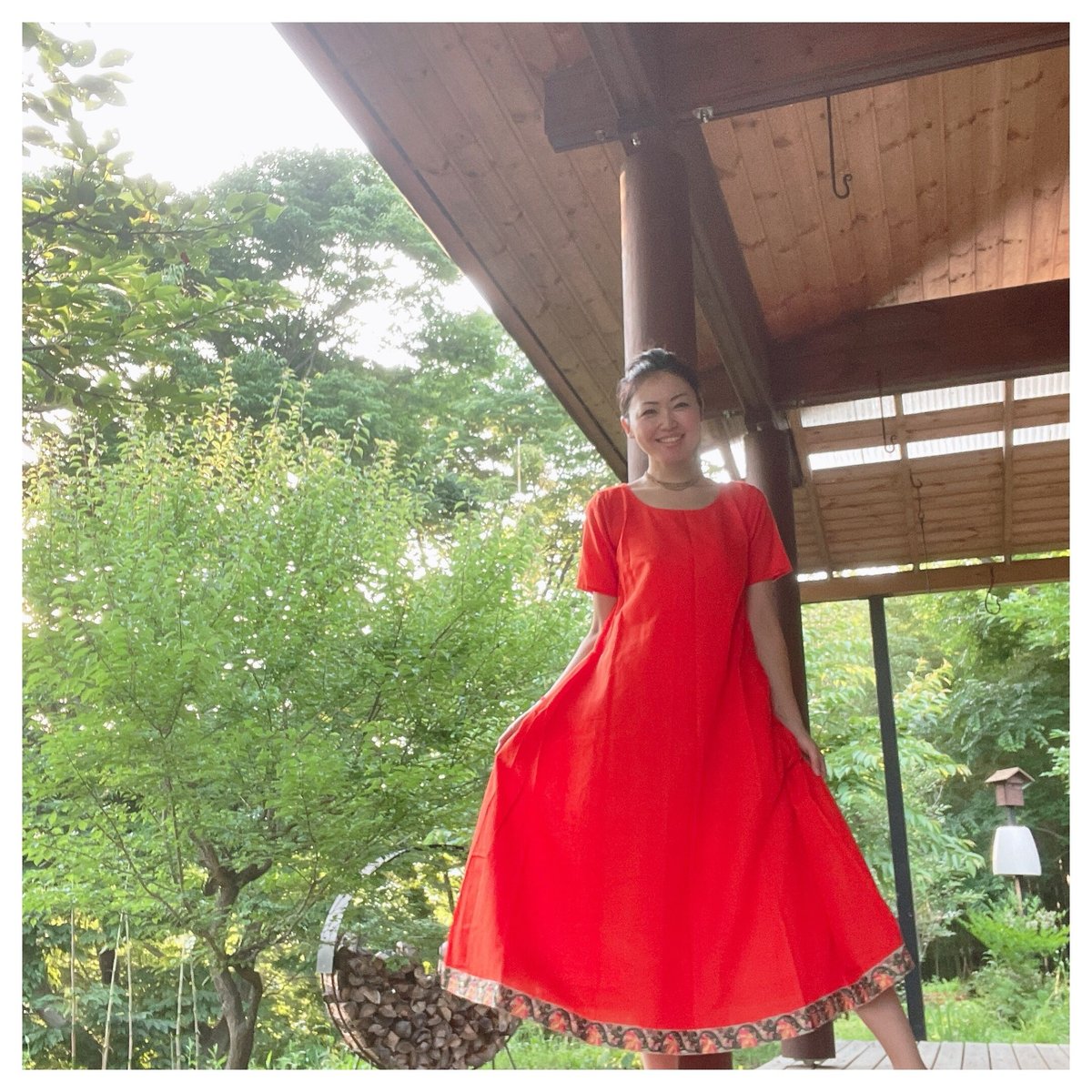 裾刺繍ワンピース半袖全3色展開 | MANGALA ARATI