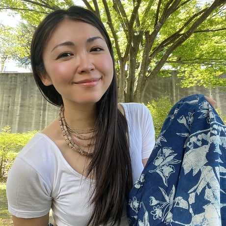 藍染インディゴのブロックプリントスカート