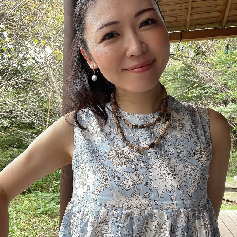 天然染めインドカディコットン/ブロックプリント ロングワンピース