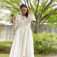 手織りリネン100%ワンピース  ホワイト