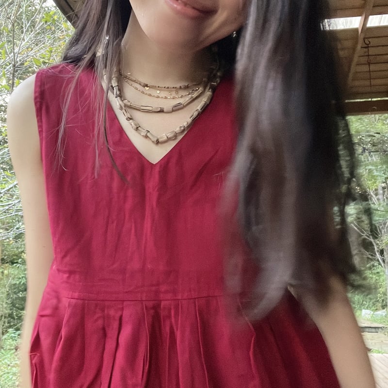 天然染めカディのインドコットンワンピース レッド | MANGALA ARATI