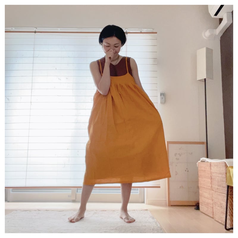 インド製 カシュクール キャミワンピース コットン100 マジョリカオレンジ インド製 カシュクール キャミワンピース コットン100 マジョリカオレンジ