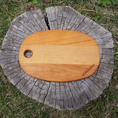 【25%OFFセール】 wildoutdoor 卓上まな板　楕円型　桜　240x160x12mm