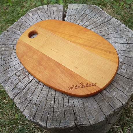 【25%OFFセール】 wildoutdoor 卓上まな板　楕円型　桜　240x160x12mm