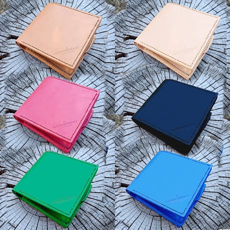 本革 二つ折り財布 ウォレットロープ用ハトメ穴付き ヌメ革 Bi-fold wallet