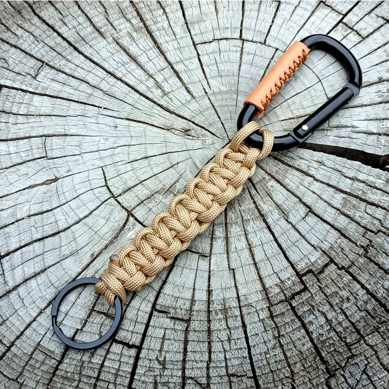 カラビナ付きパラコードキーホルダー 本革 6カラー ヌメ革 | wildoutdoor