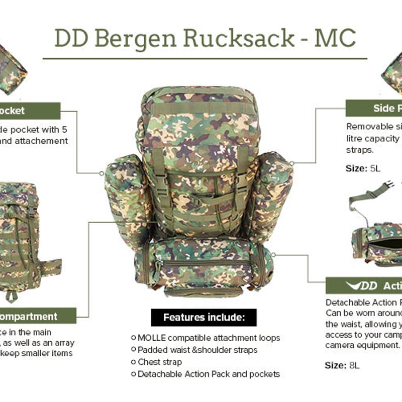 DD Bergen Rucksack ベルゲンリュックサック MC マルチカモ DD DD Bergen Rucksack ベルゲンリュックサック MC マルチカモ DD
