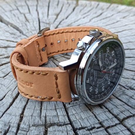 メンズ腕時計用本革換えベルト  幅16mm ヌメ革  リストウォッチベルト