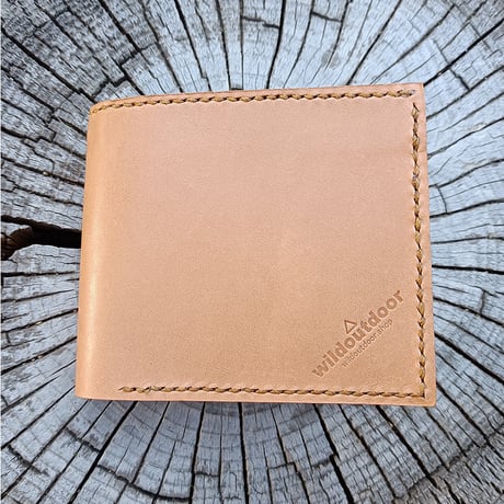 本革 二つ折り財布 ウォレットロープ用ハトメ穴付き ヌメ革 Bi-fold wallet