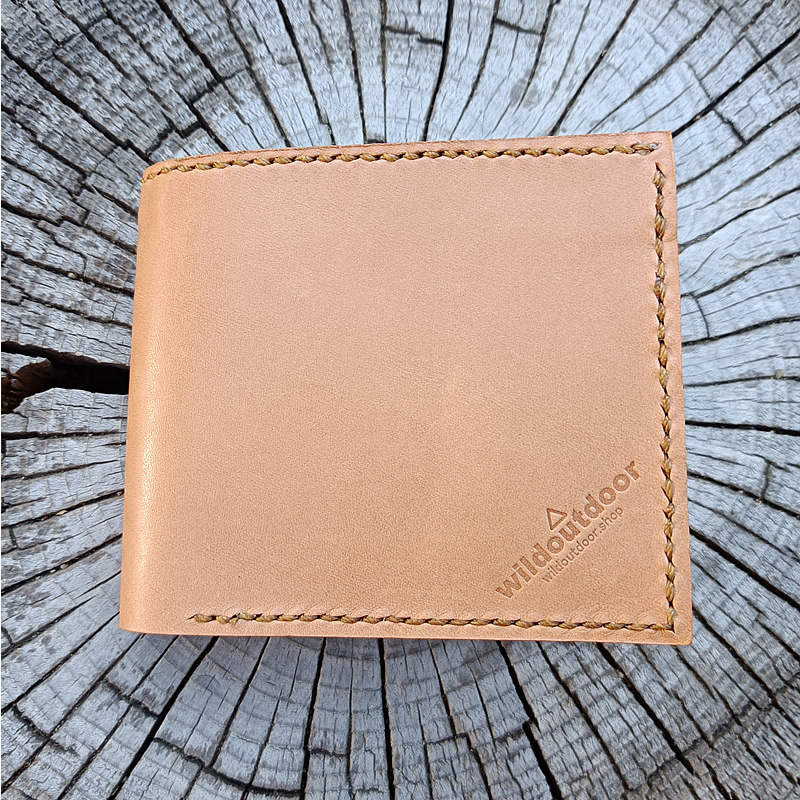 本革 二つ折り財布 ウォレットロープ用ハトメ穴付き ヌメ革 Bi-fold