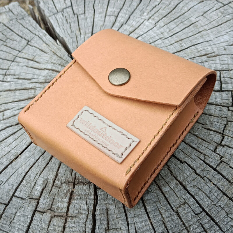 薄型ラウンドポーチ(Dカン付き) Dカン&ベルトループ付き 本革ポーチ ウェストポーチ タバコケース ヌメ