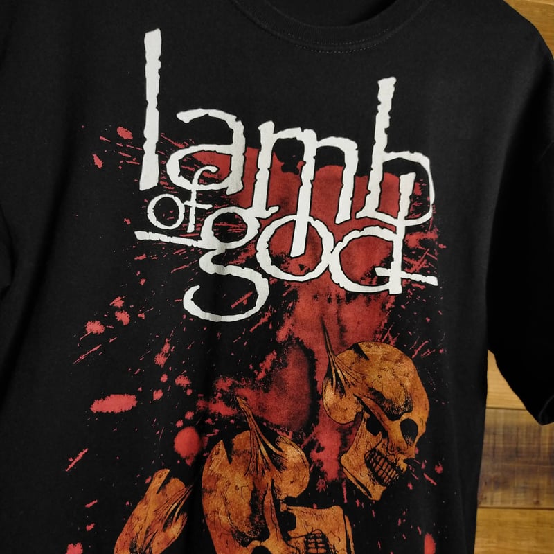 評判 lamb of godラムオブゴッド 両面プリントバンドTシャツビッグ