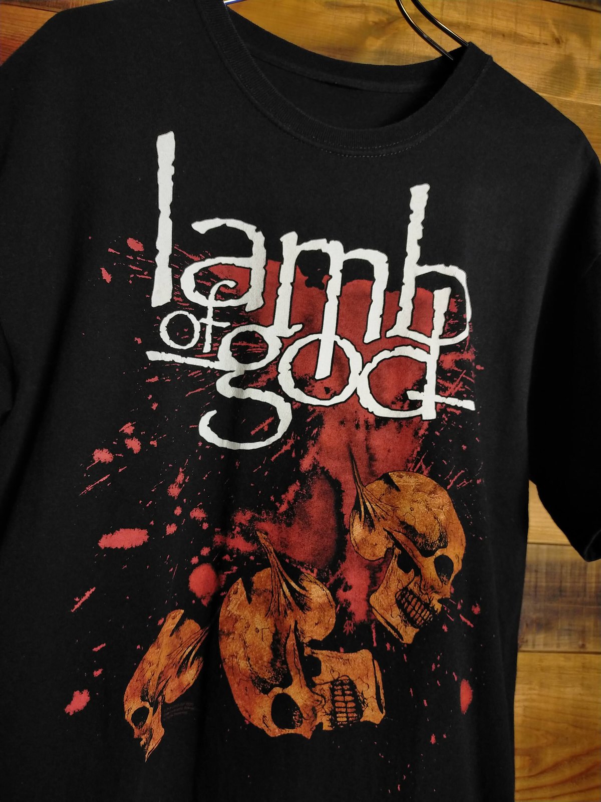 評判 lamb of godラムオブゴッド 両面プリントバンドTシャツビッグ