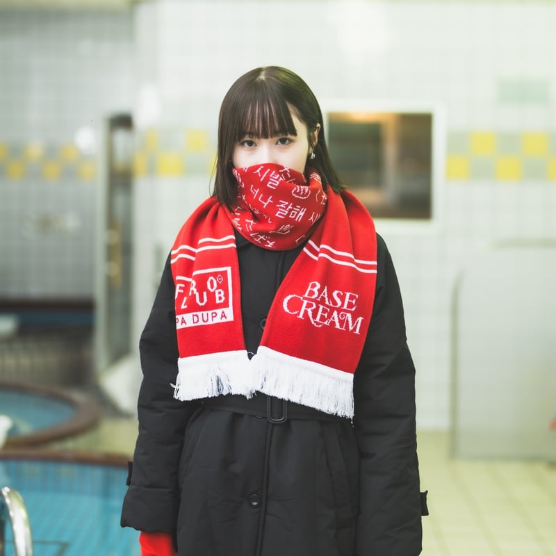 Riu リウ Embroidery logo muffler マフラー ピンク rurumu:（ルルムウ）の「rurumu:/ルルムウ/reversible JQ