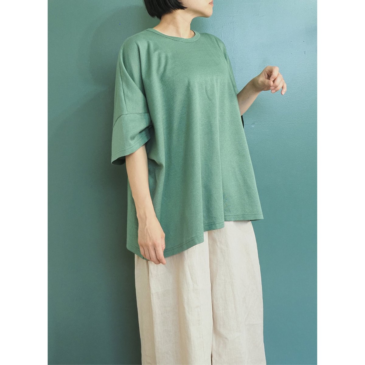 No.310kn(G) ビッグTシャツ/モスグリーン | quatre