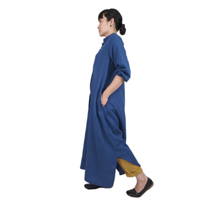 No.287op(RB) Dガーゼシャツワンピース/ロイヤルブルー | quatre