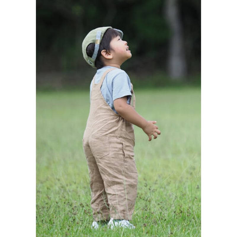 k-073sp(B) キッズリネンサロペット/ベージュ 120/130/140 | quatre
