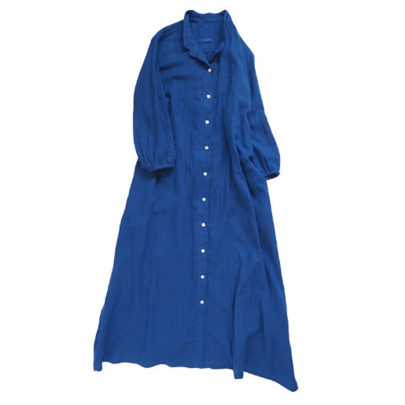 ロイヤルブルー シャツワンピース No.287op(RB) Dガーゼシャツワンピース/ロイヤルブルー | quatre