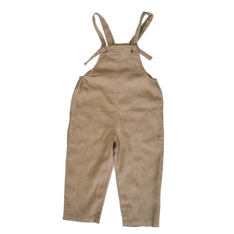 k-073sp(B) キッズリネンサロペット/ベージュ 120/130/140 | quatre