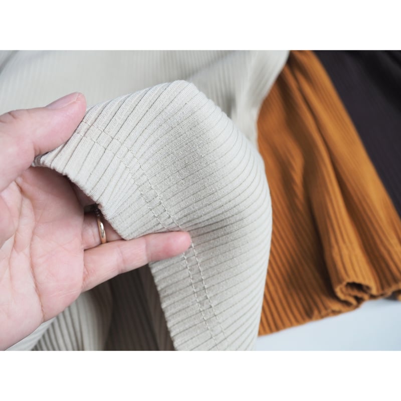 No.314kn(MTD) 肩切替リブニット/マスタード | quatre