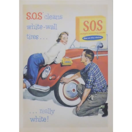 レトロ広告ポストカード ファブリックフレーム付き ⑮S.O.S Magic Scouring Pads