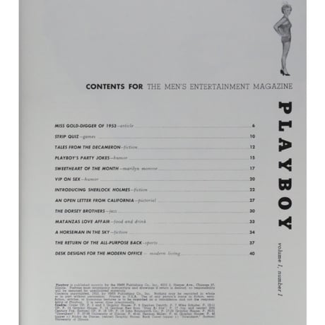 PLAYBOY創刊号 復刻版/英語版 プレイボーイ1953年創刊号復刻版