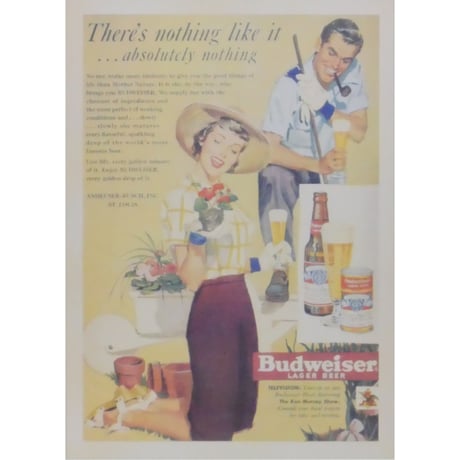 レトロ広告ポストカード ファブリックフレーム付き ⑯Budweiser