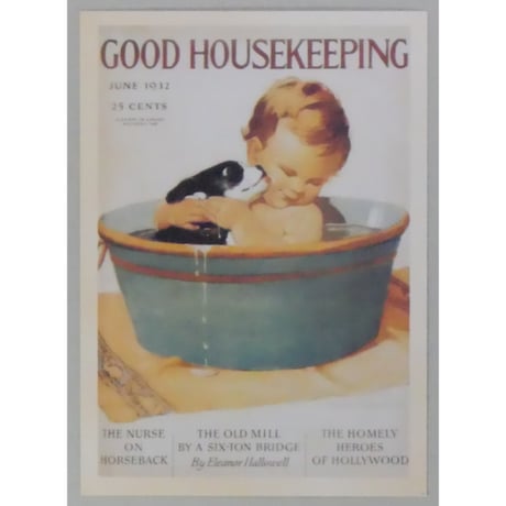 レトロ広告ポストカード ファブリックフレーム付き ②Good Housekeeping