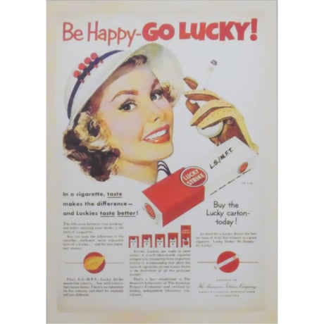 レトロ広告ポストカード ファブリックフレーム付き ⑨Lucky Strike