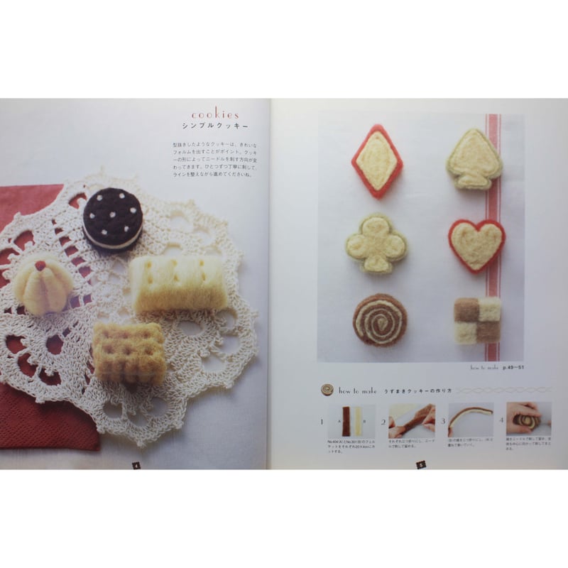 羊毛フェルト 作品 スイーツ王国のティータイム フェルティングニードルでつくる 羊毛フェルトのスイーツ / 福田りお