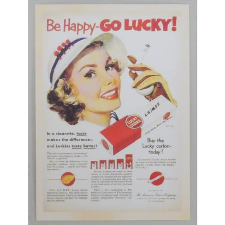レトロ広告ポストカード ファブリックフレーム付き ⑨Lucky Strike