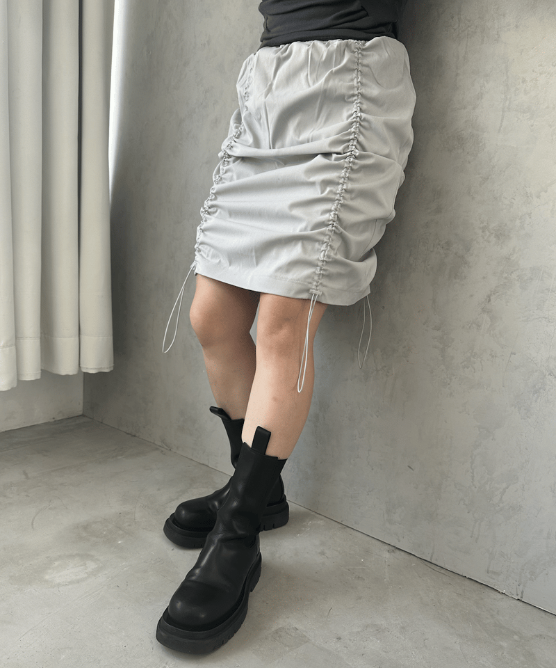 drawstring gather skirt | ecrum