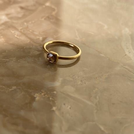 Square Brown diamond Ring  K18
