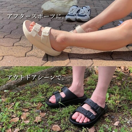 Tigthen ダブルストラップローリングリカバリーサンダル アイボリー