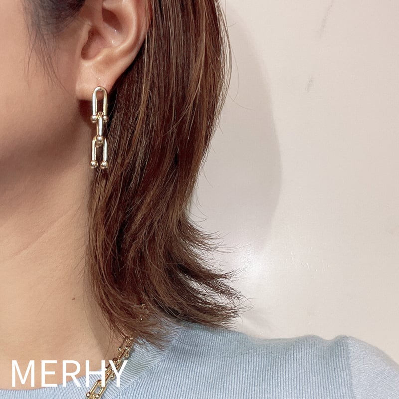 ミニUリンクチェーンピアス Silver925ポスト | MERHY ミニUリンクチェーンピアス Silver925ポスト | MERHY