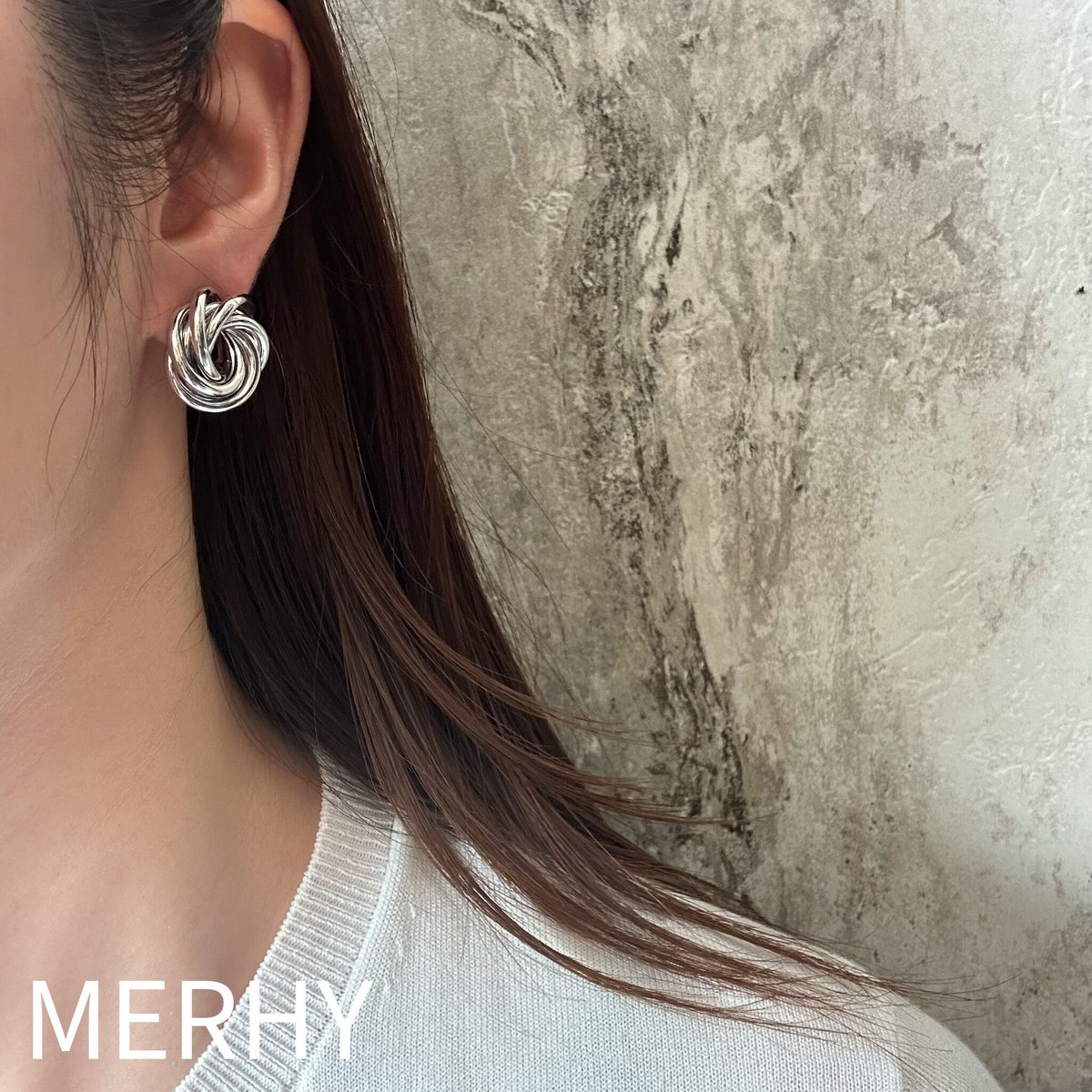 ノットピアス K18 SNAKE KNOT ダイヤモンド スタッド ピアス