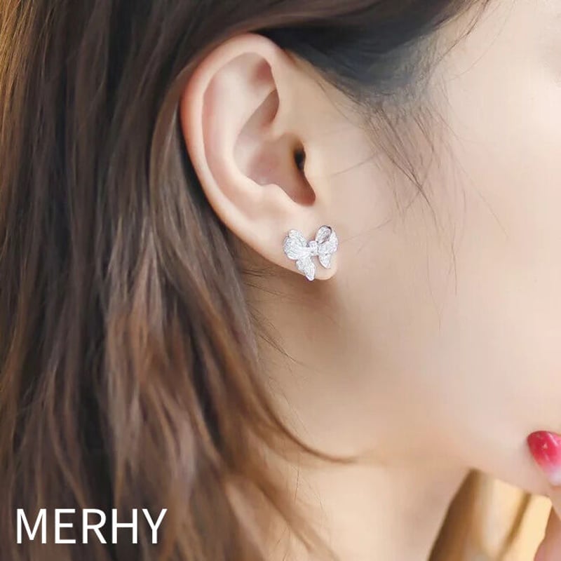 ジルコニアリボンピアス Silver925ポスト | MERHY