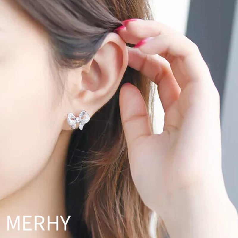 ジルコニアリボンピアス Silver925ポスト | MERHY ジルコニアリボンピアス Silver925ポスト | MERHY