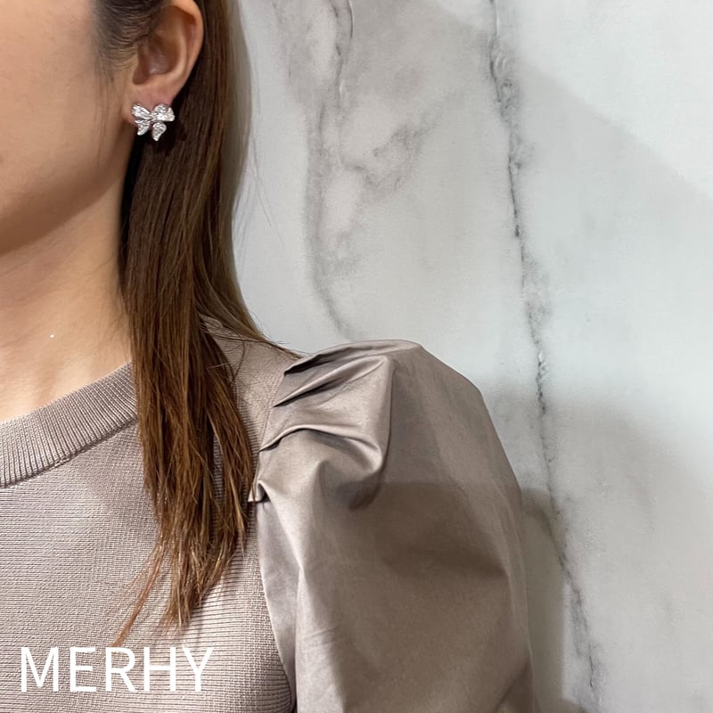 ジルコニアリボンピアス Silver925ポスト | MERHY ジルコニアリボンピアス Silver925ポスト | MERHY