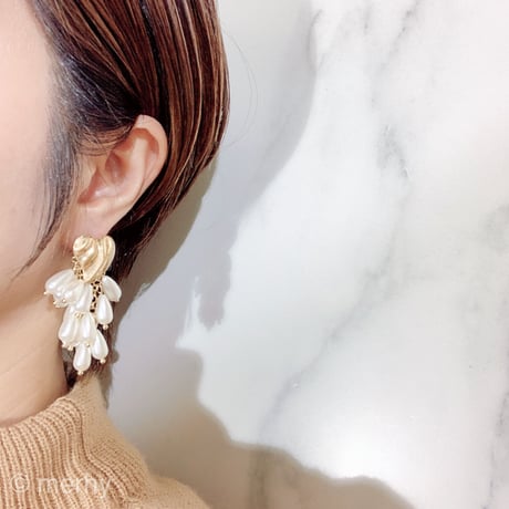 ハートパールシャワーピアス