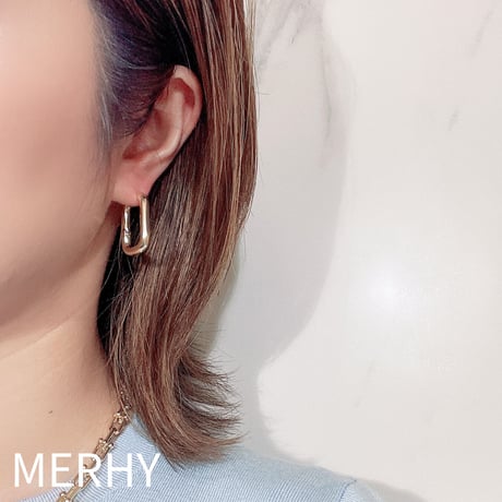 スクエアフープピアス