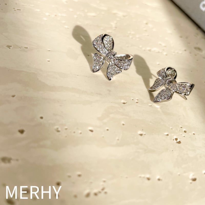 ジルコニアリボンピアス Silver925ポスト | MERHY ジルコニアリボンピアス Silver925ポスト | MERHY