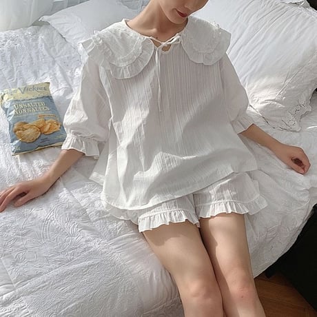 ナチュラルフリルルームウェア