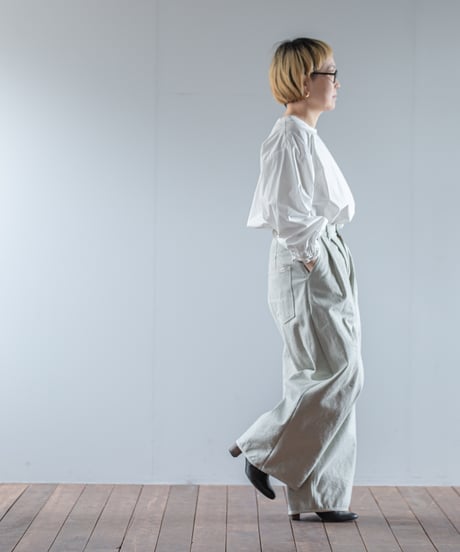 ARTE POVERA｜【 2025winter17 】 イタリアヘリンボーンベッドシーツ RE-2タックワイドパンツ