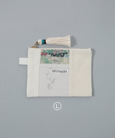ARTE POVERA｜【 ARTEA - 26SP43 】 インドキルトラリー＆フランスシーツMIX ポーチ (S)