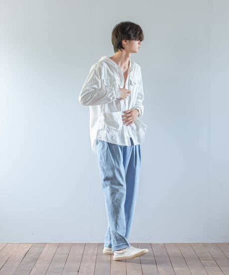 ARTE POVERA｜【 ARTEA - 26SP69 】 シャンブレーライトダメージ加工 RE-フードカバーオール