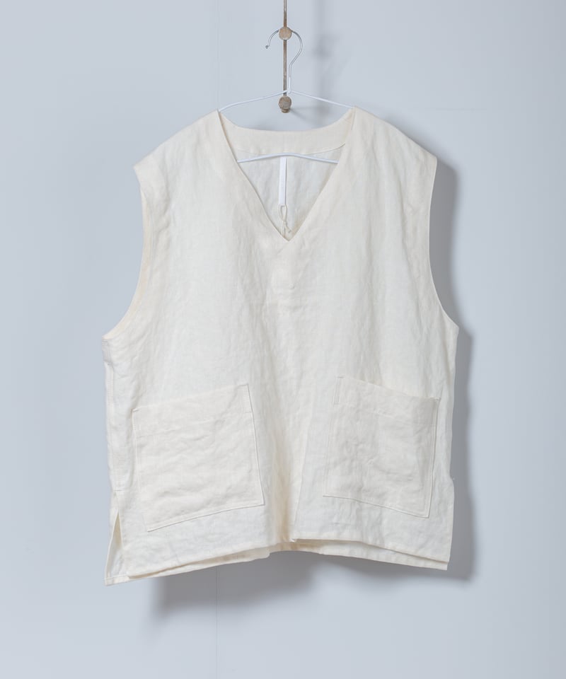 ☆ATPOVA｜【 2025spring11 】リネンキャンバス Vネックベスト | ARTEA
